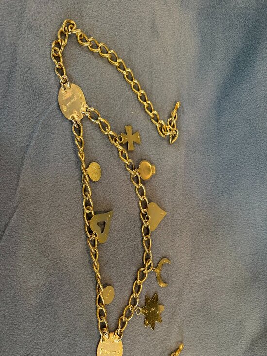 Vintage Escada Belt Lucky Charms Chain- Swag Gold Medallions Hearts Horseshoes main image 11